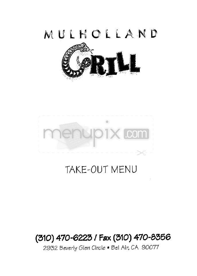 Mulholland Grill - Los Angeles, CA menu_pic