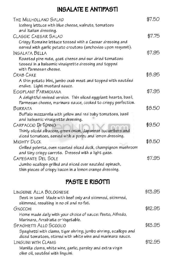 Mulholland Grill - Los Angeles, CA menu_pic