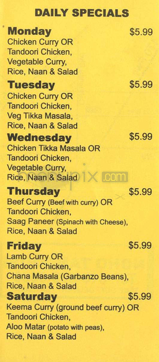 Noho Tandoori - North Hollywood, CA menu_pic