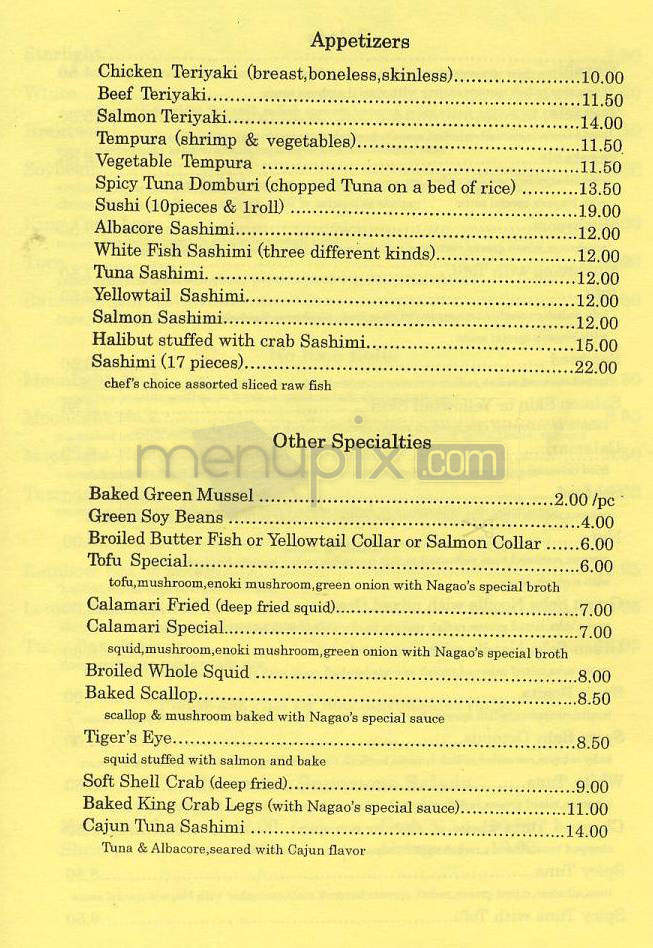 NaGao Sushi & Salad - Los Angeles, CA menu_pic