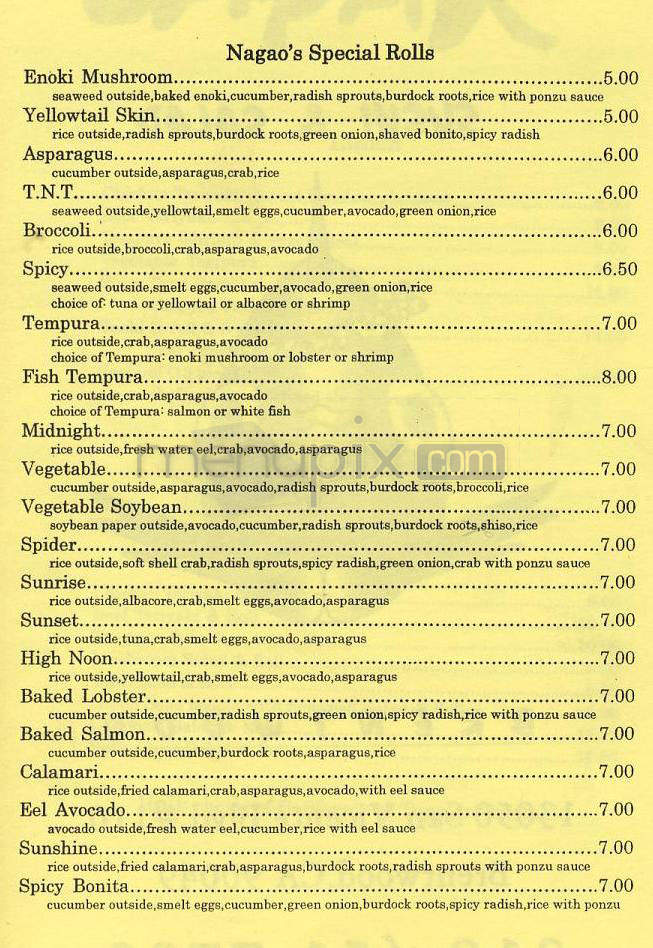 NaGao Sushi & Salad - Los Angeles, CA menu_pic