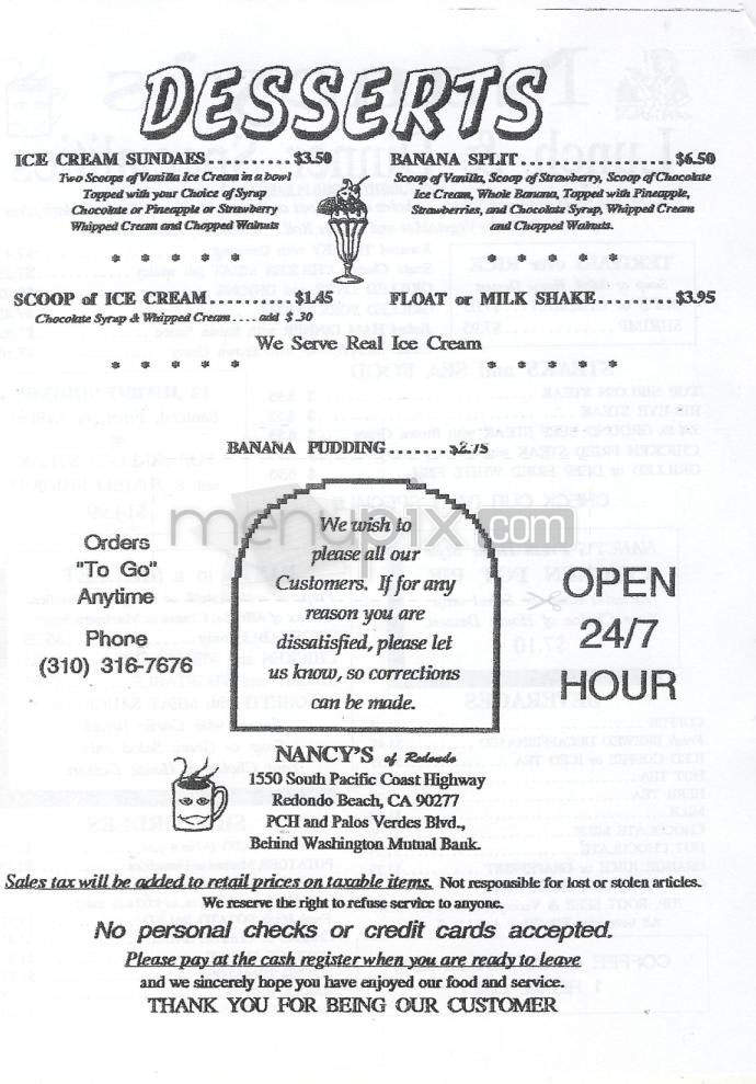 Nancy's Of Redondo - Redondo Beach, CA menu_pic