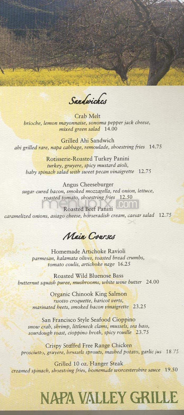 Napa Valley Grille - Los Angeles, CA menu_pic