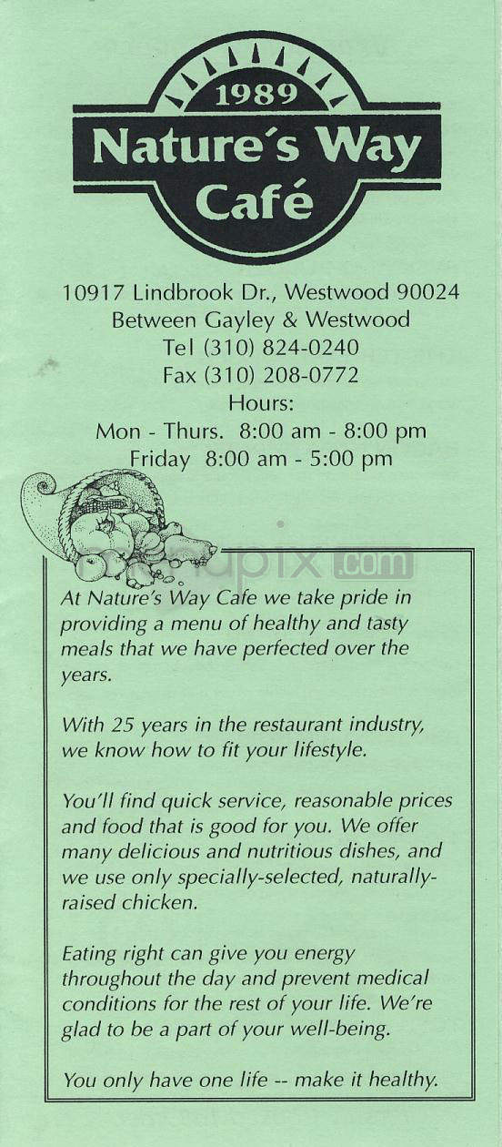 Nature's Way Cafe - Los Angeles, CA menu_pic