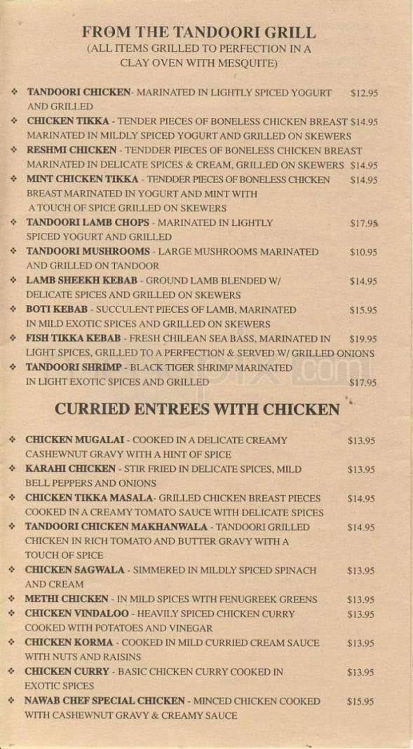 Nawab Of India - Santa Monica, CA menu_pic