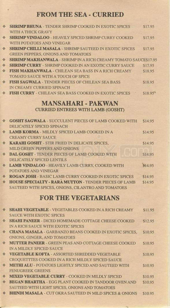 Nawab Of India - Santa Monica, CA menu_pic