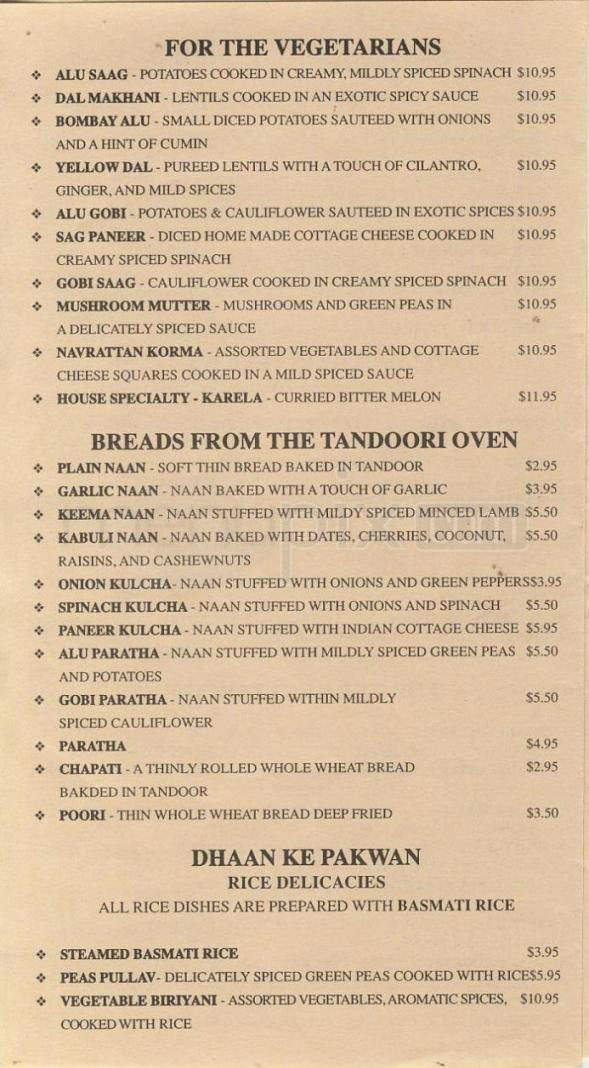 Nawab Of India - Santa Monica, CA menu_pic