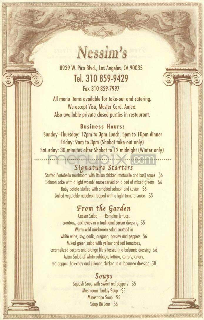 Nessim's - Los Angeles, CA menu_pic