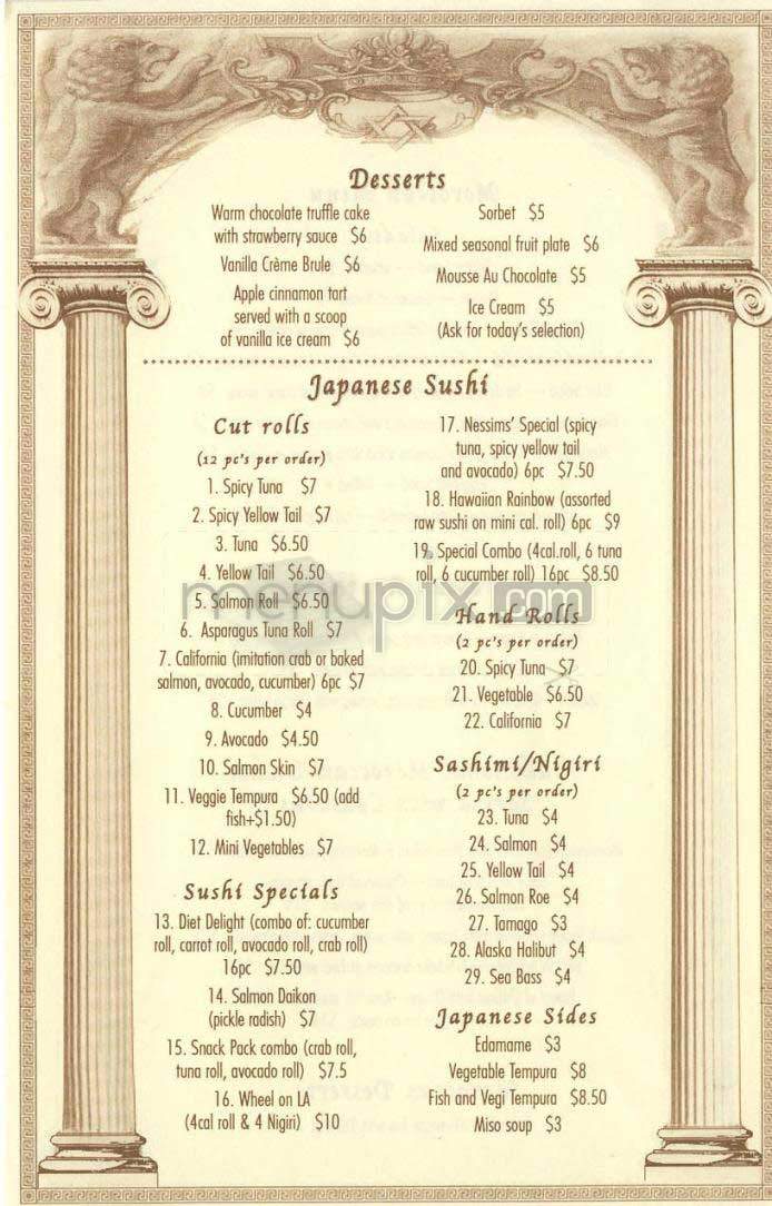 Nessim's - Los Angeles, CA menu_pic