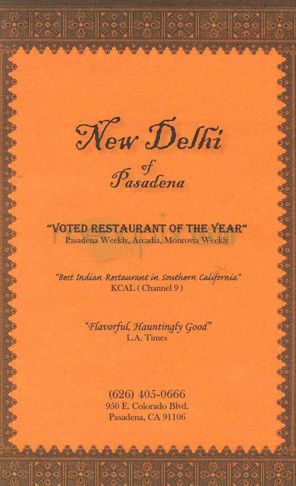 New Delhi of Pasadena - Pasadena, CA menu_pic