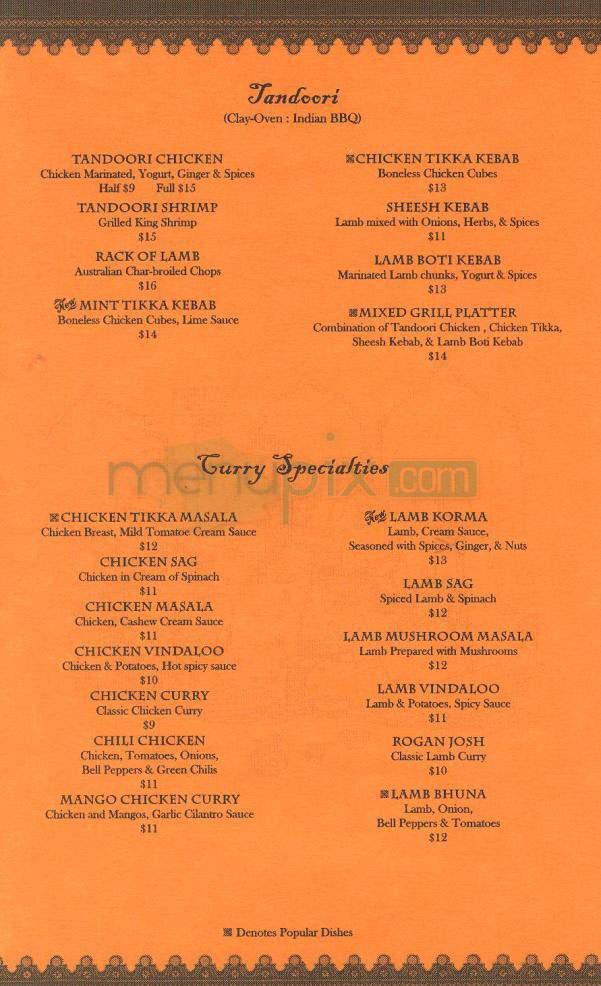 New Delhi of Pasadena - Pasadena, CA menu_pic