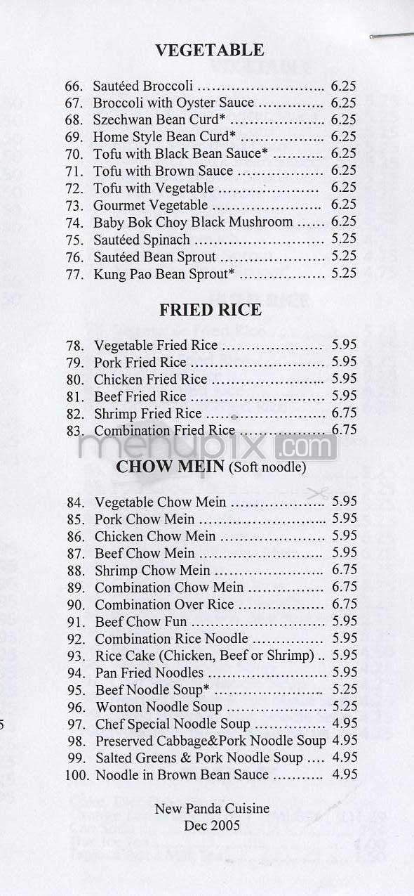 New Panda Cuisine - Los Angeles, CA menu_pic