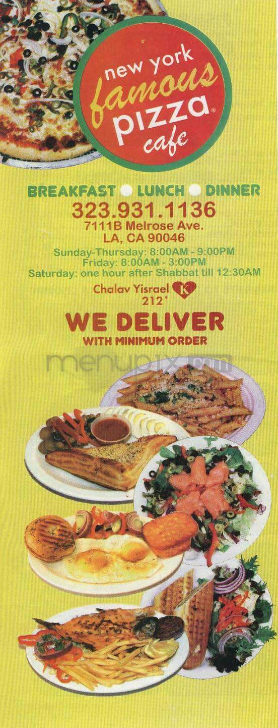 New York Famous Pizza Cafe - West Hollywood, CA menu_pic