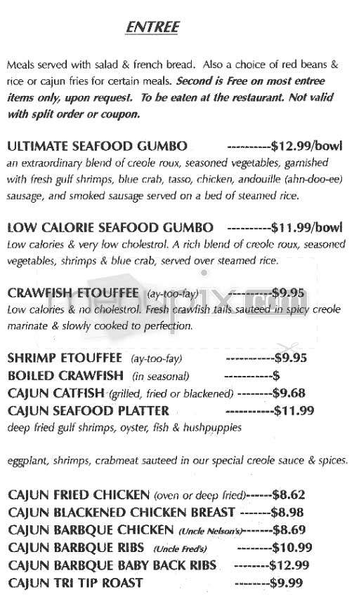 New Orleans Cajun & Creole - Hermosa Beach, CA menu_pic