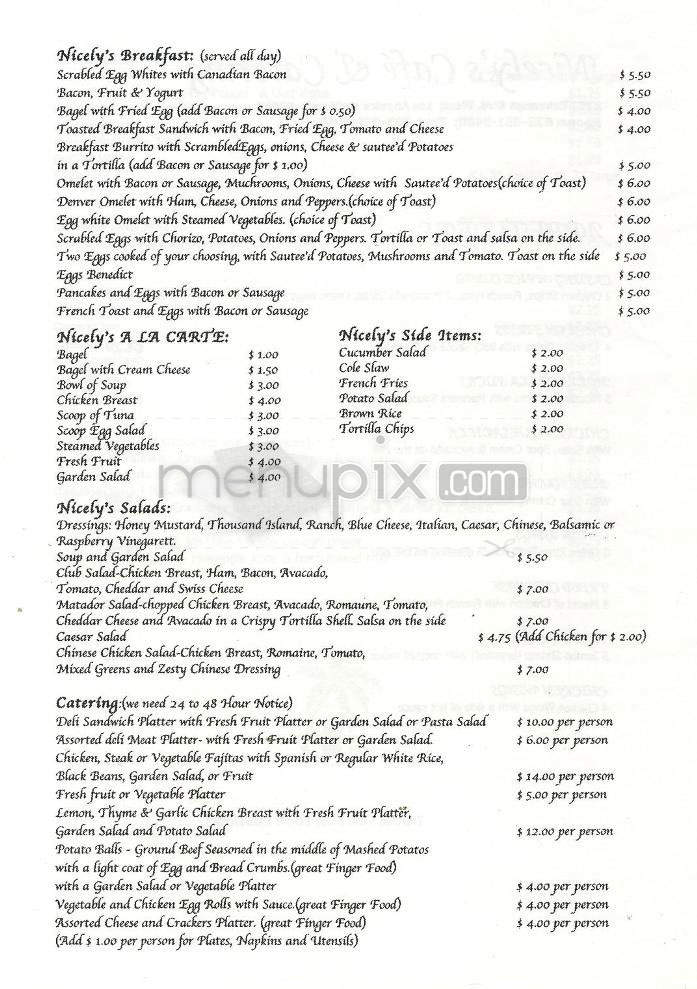 Nicely's Cafe & Catering - Los Angeles, CA menu_pic