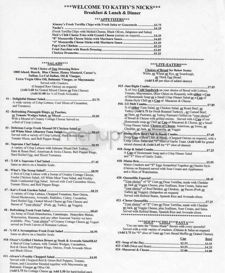 Nick's Coffee Shop - Los Angeles, CA menu_pic