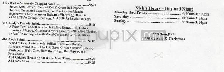 Nick's Coffee Shop - Los Angeles, CA menu_pic