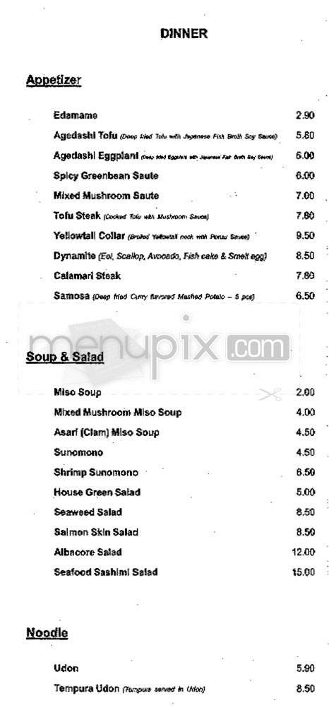 Niko Niko Sushi - Los Angeles, CA menu_pic