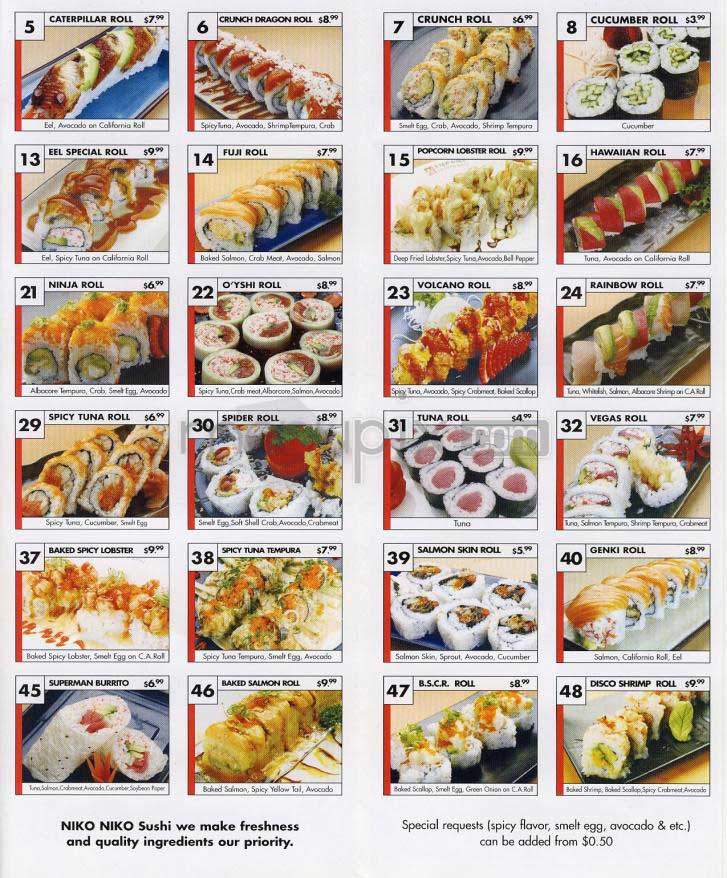 Niko Niko Sushi - Los Angeles, CA menu_pic