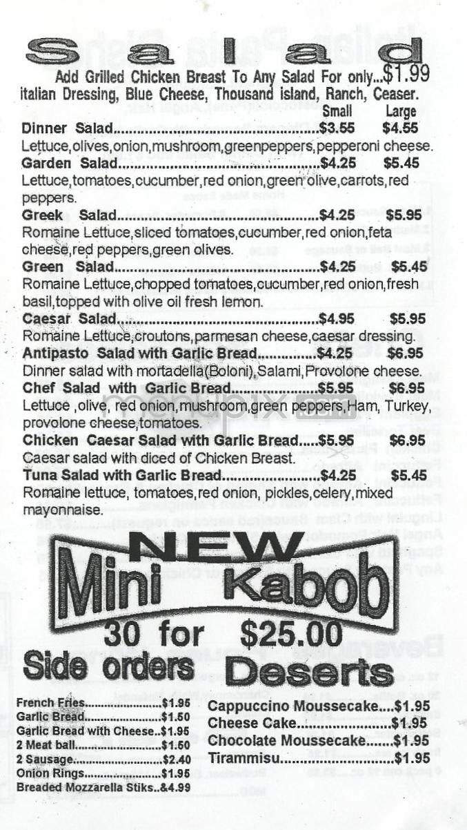 Nino's Pizzeria - Glendale, CA menu_pic