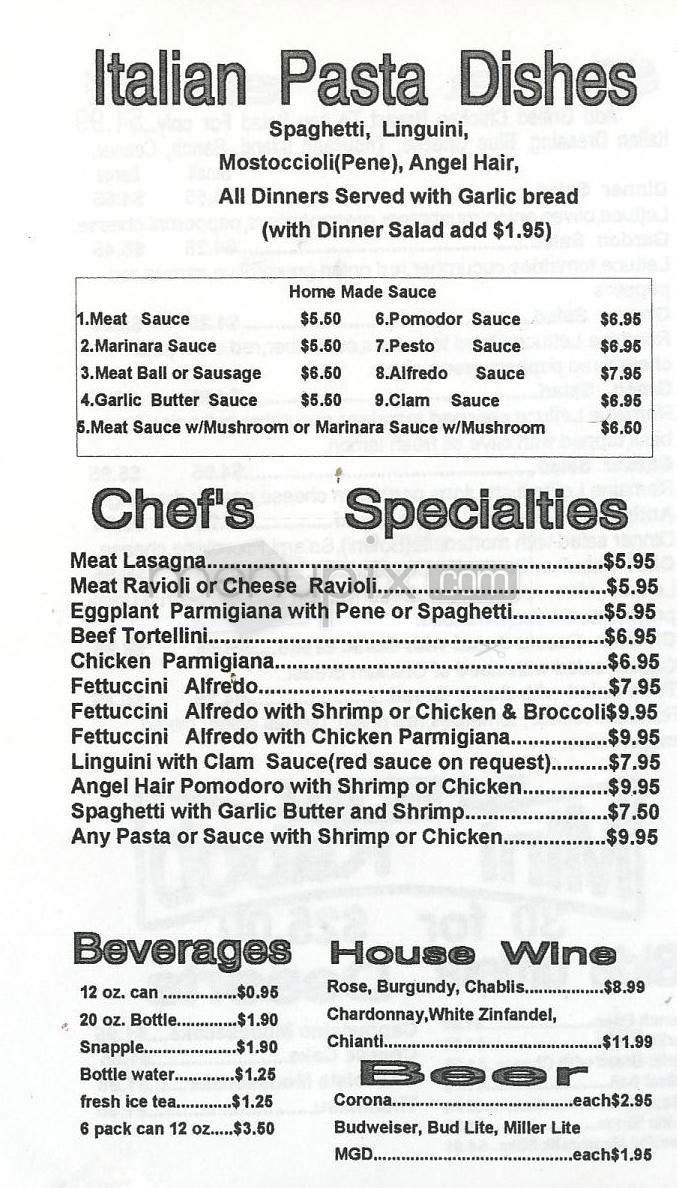 Nino's Pizzeria - Glendale, CA menu_pic