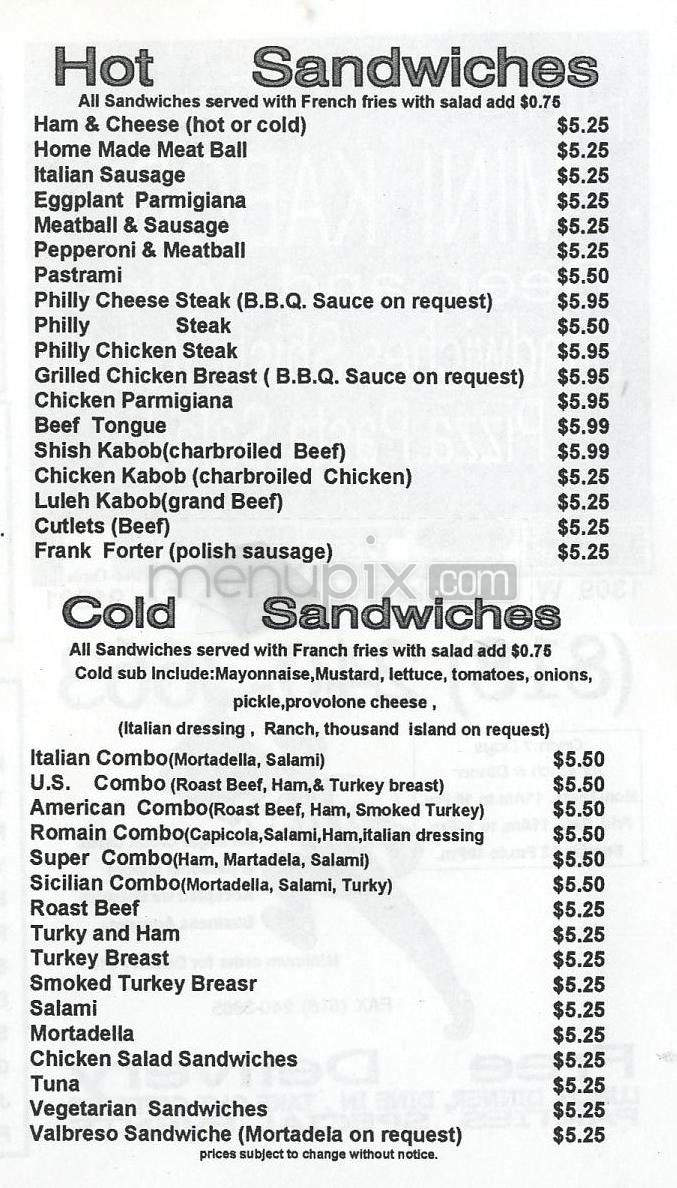 Nino's Pizzeria - Glendale, CA menu_pic