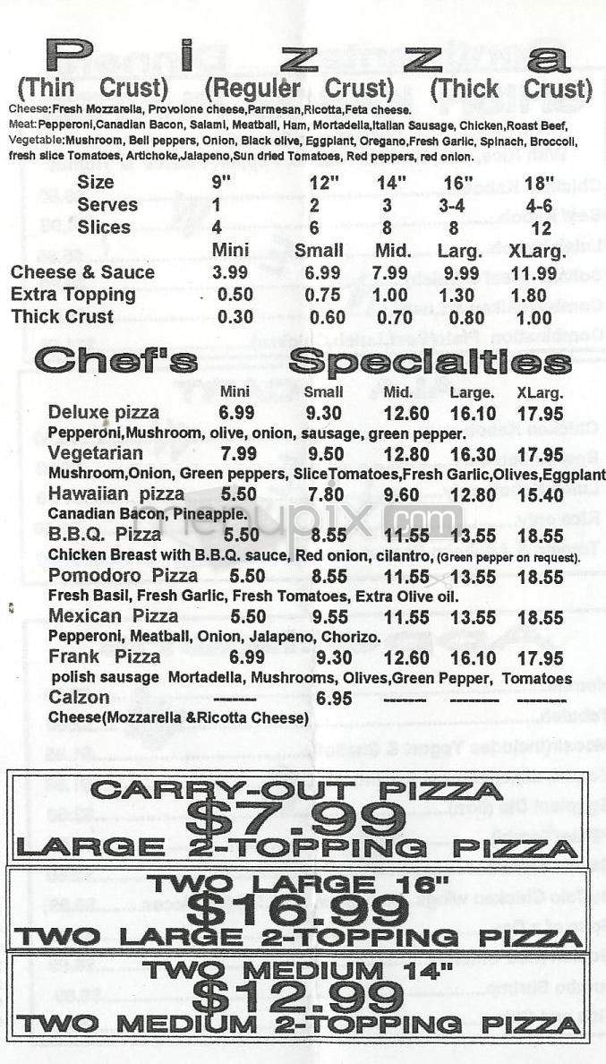 Nino's Pizzeria - Glendale, CA menu_pic