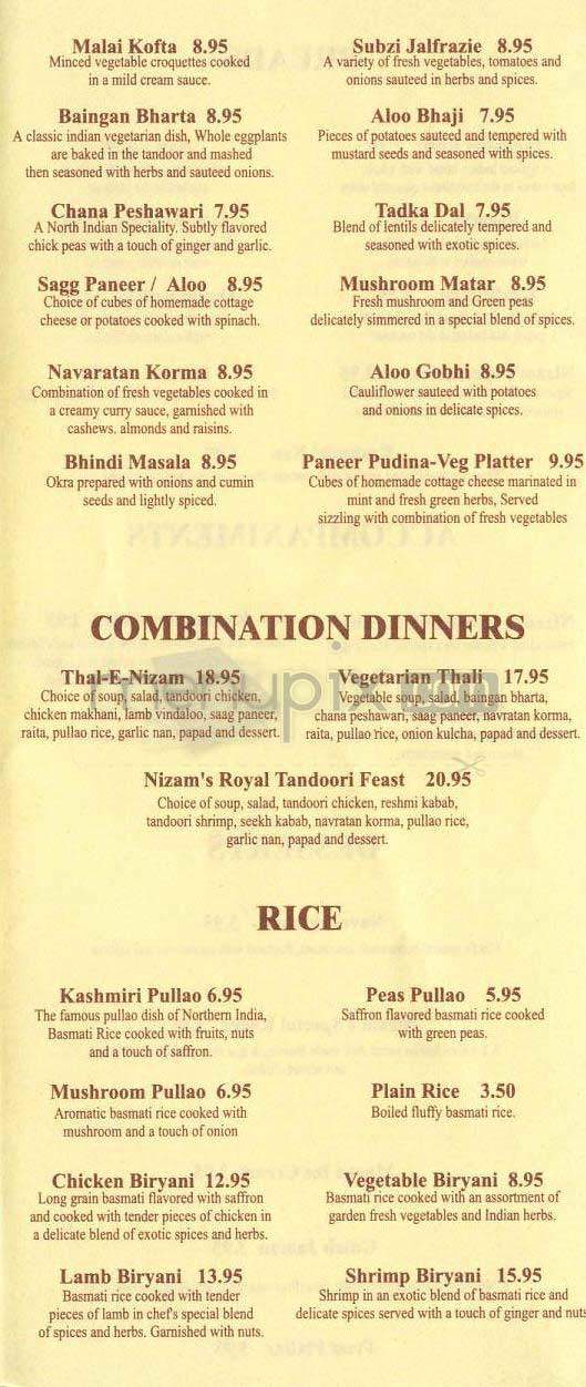 Nizam of India - Los Angeles, CA menu_pic