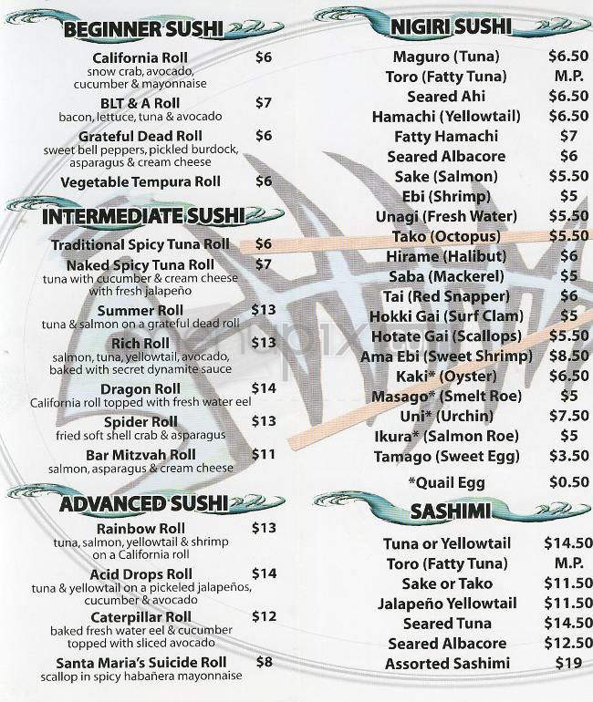 Naked Sushi - Marina Del Rey, CA menu_pic