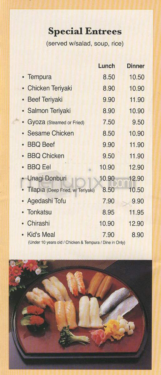 Noda Sushi and Teriyaki - Pasadena, CA menu_pic