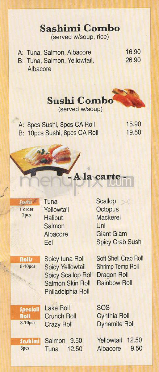Noda Sushi and Teriyaki - Pasadena, CA menu_pic