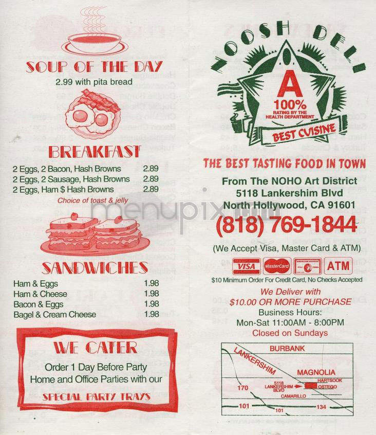 Noosh Deli - North Hollywood, CA menu_pic