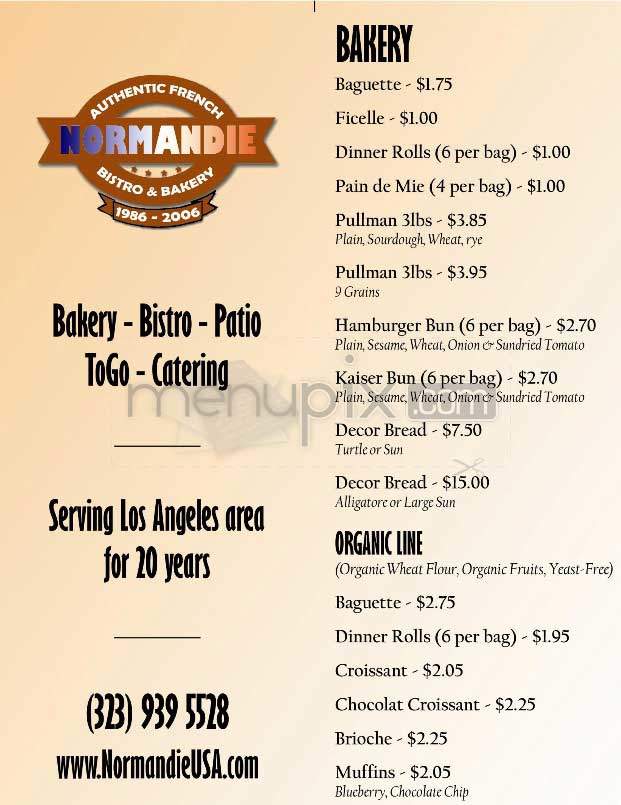 Normandie - West Hollywood, CA menu_pic