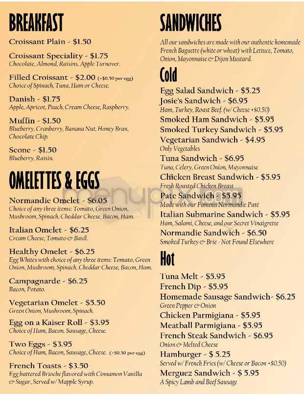 Normandie - West Hollywood, CA menu_pic
