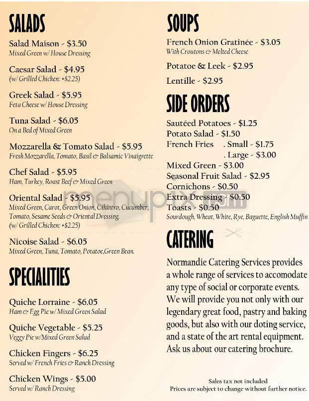 Normandie - West Hollywood, CA menu_pic