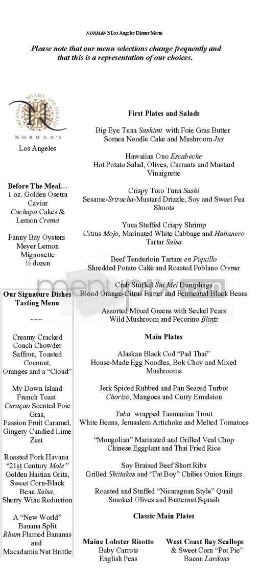 Norman's - West Hollywood, CA menu_pic