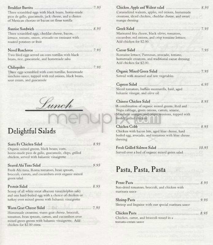 Novel Cafe - Los Angeles, CA menu_pic