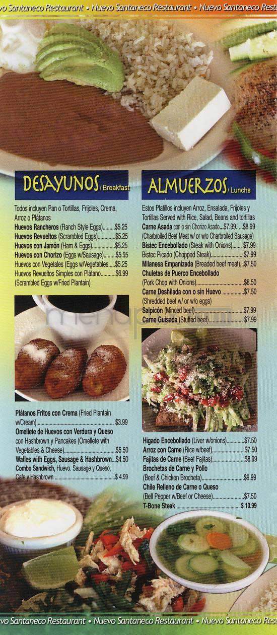 Nuevo Santaneco - Los Angeles, CA menu_pic