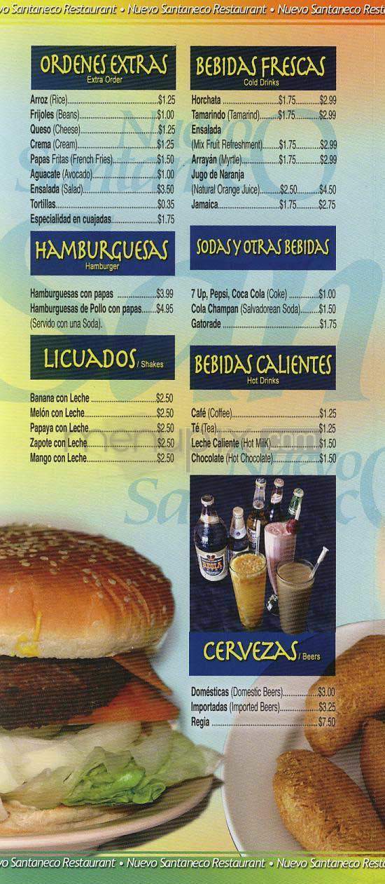 Nuevo Santaneco - Los Angeles, CA menu_pic