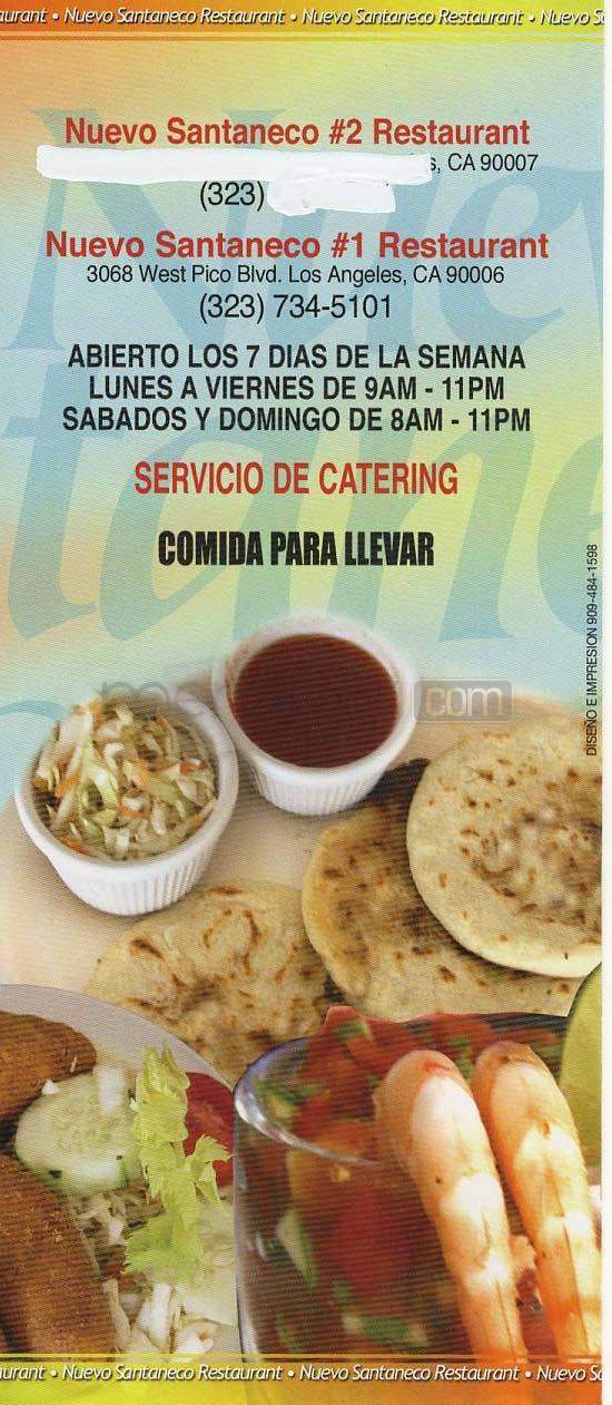 Nuevo Santaneco - Los Angeles, CA menu_pic