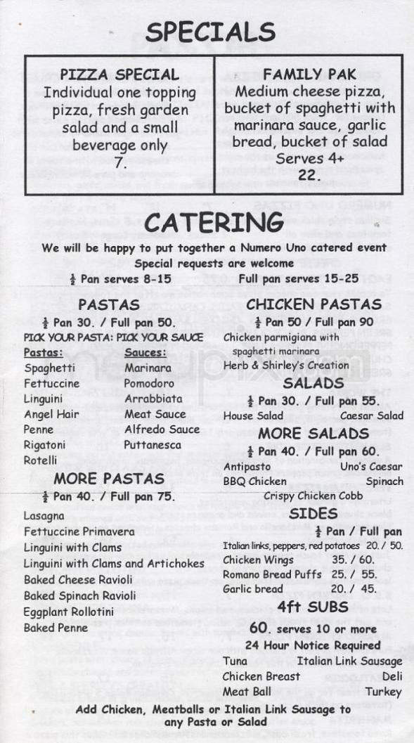 Numero Uno - Encino, CA menu_pic