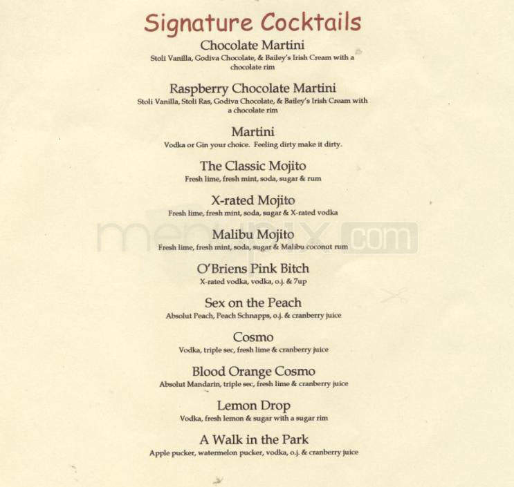 O'Briens Irish Restaurant - Santa Monica, CA menu_pic