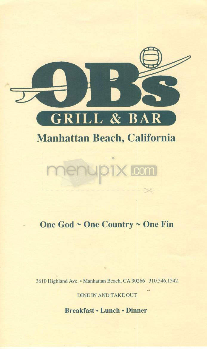 OB's Grill & Bar - Manhattan Beach, CA menu_pic