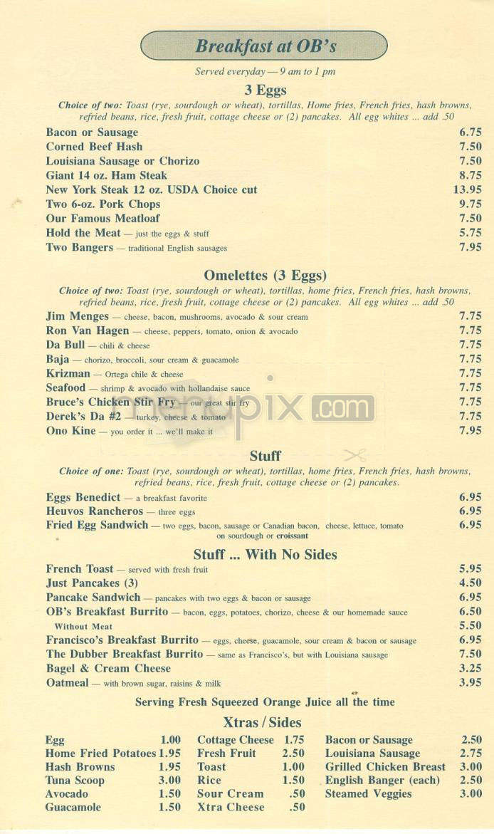 OB's Grill & Bar - Manhattan Beach, CA menu_pic