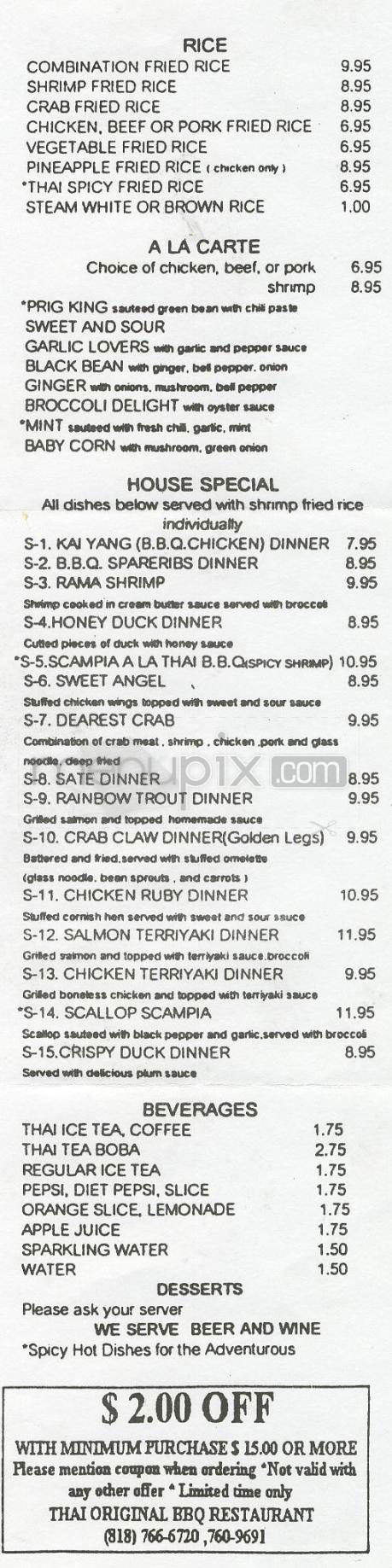 Original Thai BBQ - Studio City, CA menu_pic