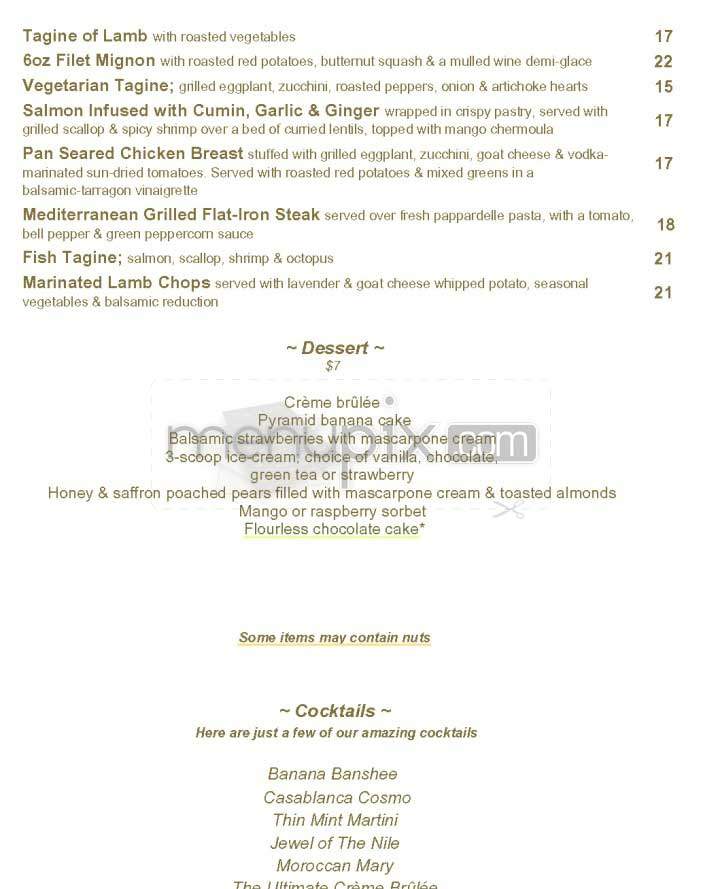 Oasis - Los Angeles, CA menu_pic