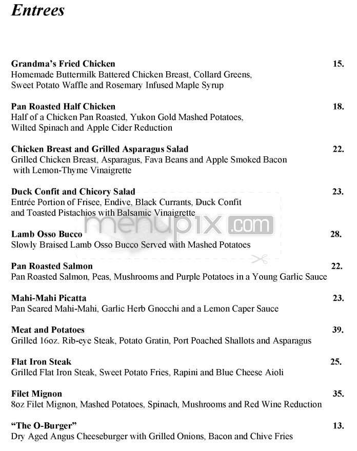 O Bar - West Hollywood, CA menu_pic