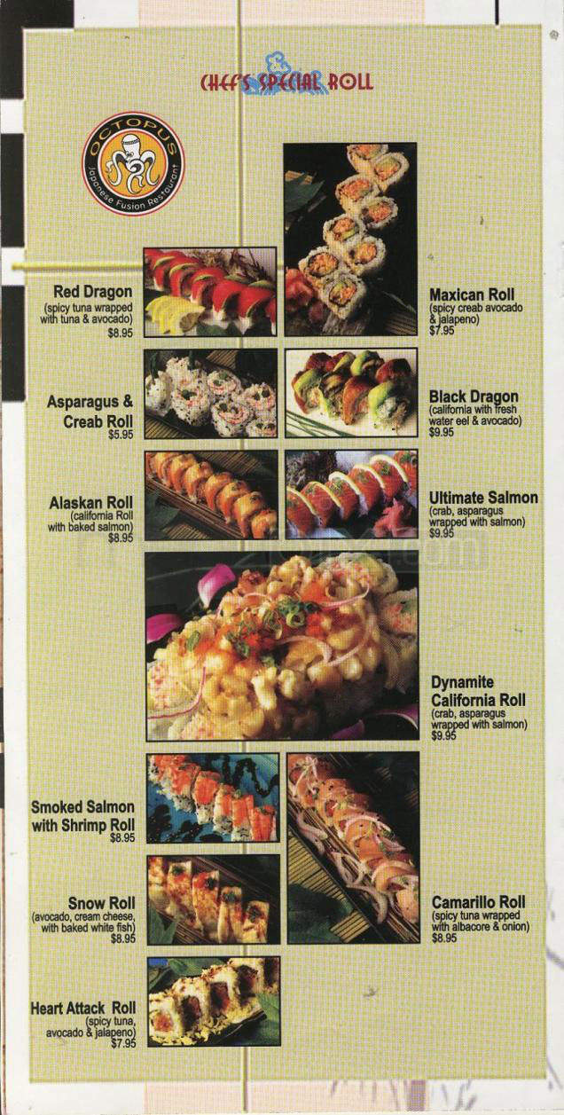 Octopus Japanese Restaurant - Glendale, CA menu_pic
