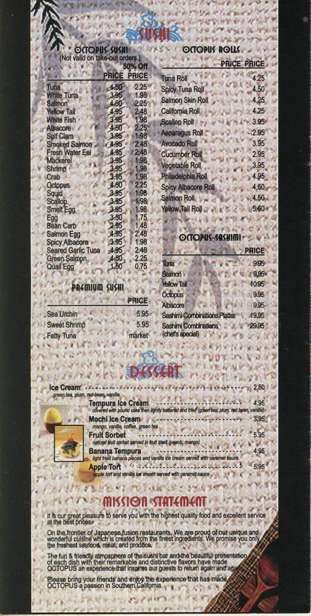 Octopus Japanese Restaurant - Glendale, CA menu_pic