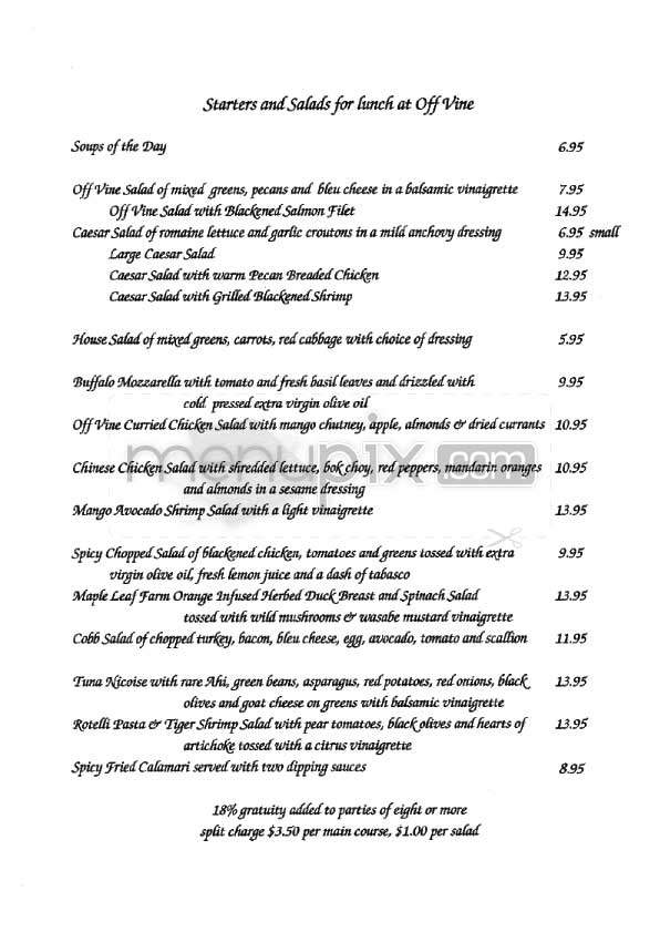Off Vine - Los Angeles, CA menu_pic